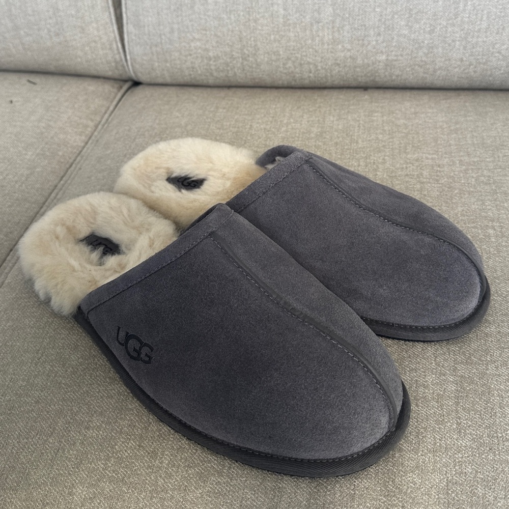 UGG Charcoal Slippers with Plush Shearling (tags on) Size 12